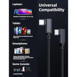 Short Usb C To Usb C Cable 0.5Ft,Typec Usb 3.1 Right Angle Usb C 3.2 Gen 2 20Gbps Cable 4K Video Cord 240W Pd Fast Charging Compatible,For Samsung T7/T5/X5 Ssd,Macbook Pro,Mobile Hard Drive,Laptops