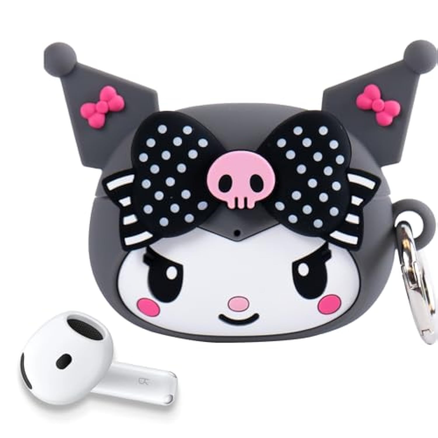 iFace AirPods 4 Case [My Melody 50th and Kuromi 20th Anniversary] - Cute Silicone Protective Cover [Carabiner Included] [Wireless Charging Capatible] - Kuromi 20th Anniversary
