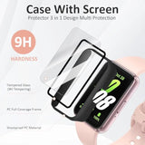 2-Pack For Samsung Galaxy Fit 3 Screen Protector Case, Full Protective Tempered Glass Screen Protector Cover Case For Samsung Galaxy Fit 3 Smartwatch For Women Men (Black/Black)