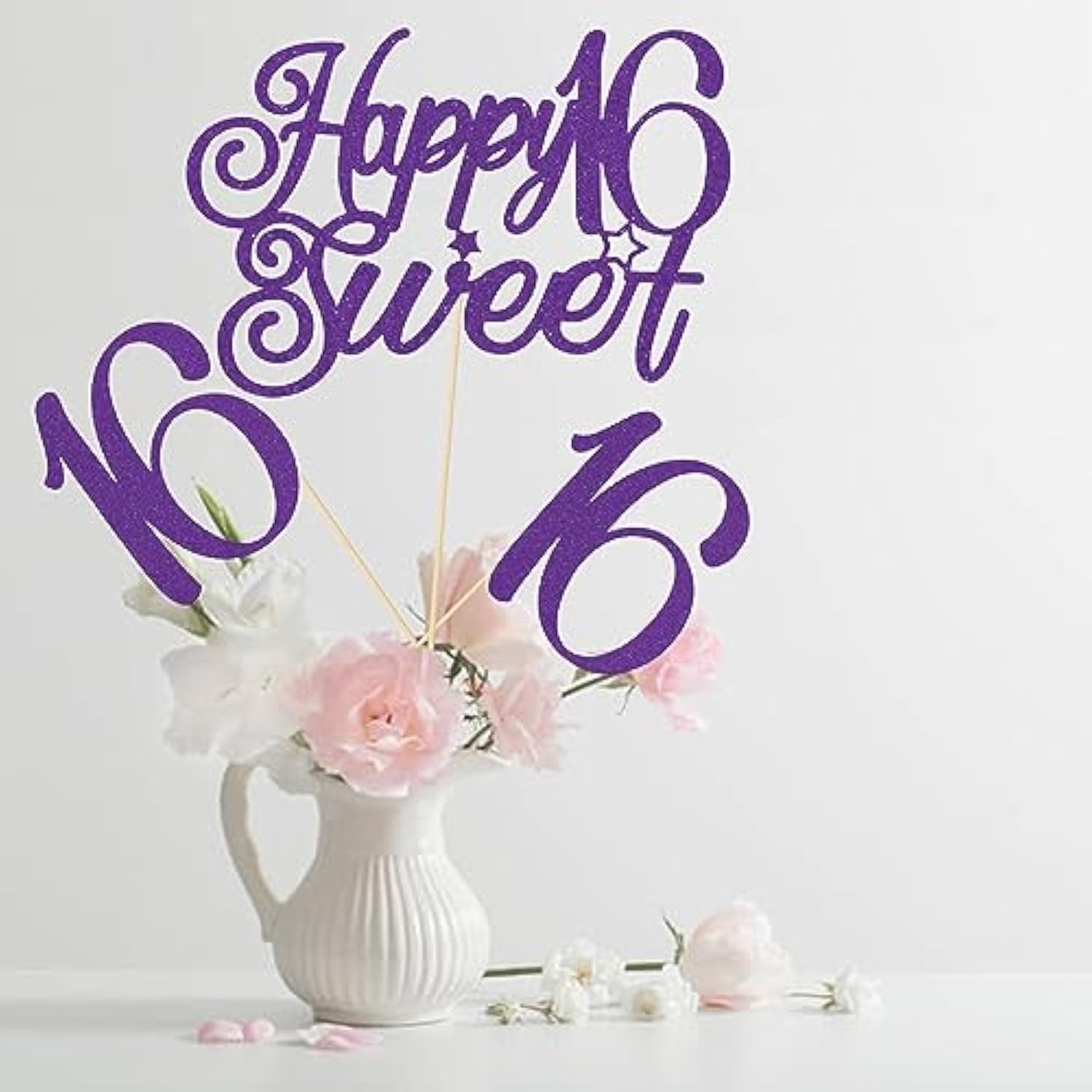 Happy Sweet 16Th Centerpiece Sticks, Happy 16Th Birthday Cake Topper,