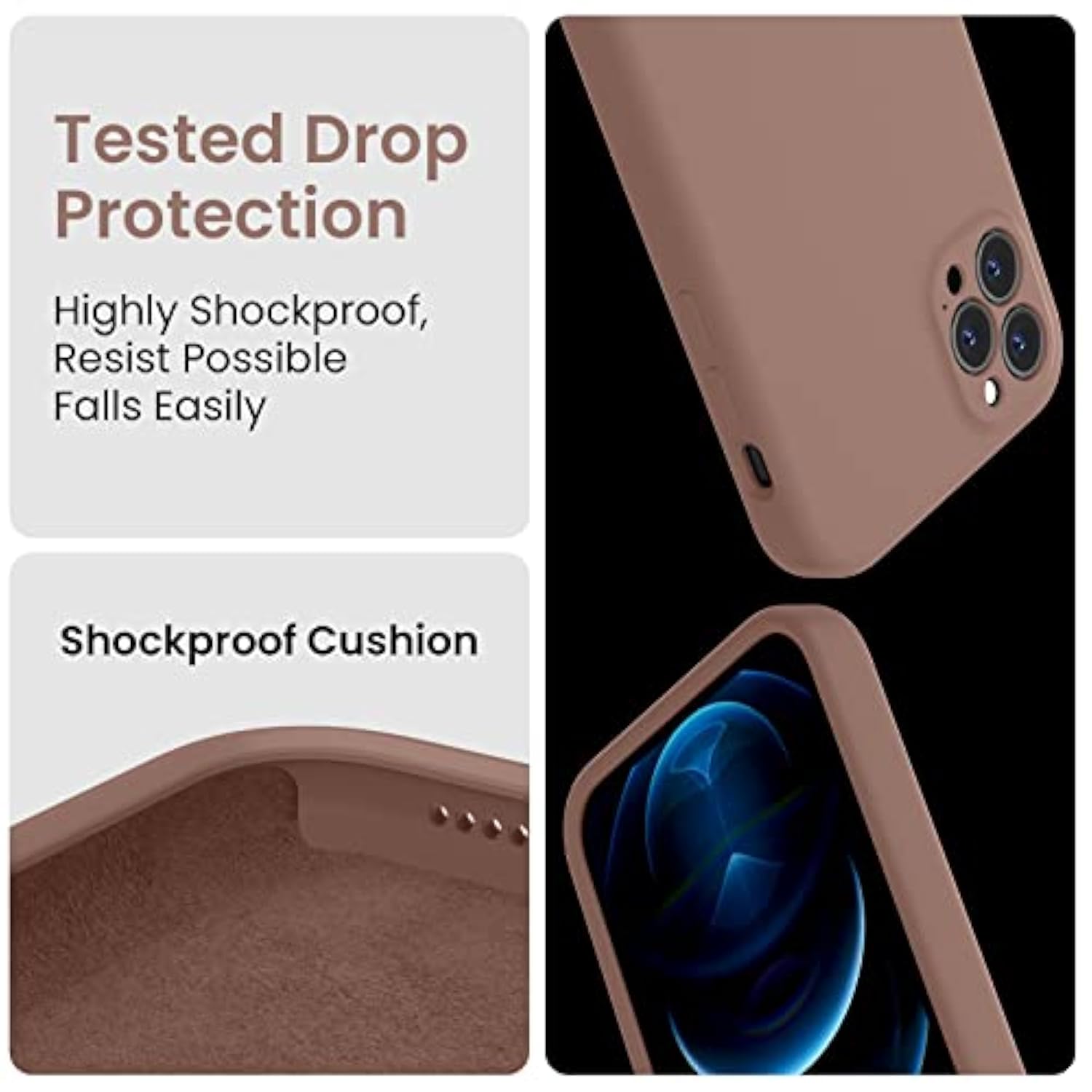 Compatible With Case For Iphone 11 Pro Max Case, Silicone [Camera Protecion] Upgraded Phone Case With Soft Anti-Scratch Microfiber Lining, 6.5 Inch Light Brown