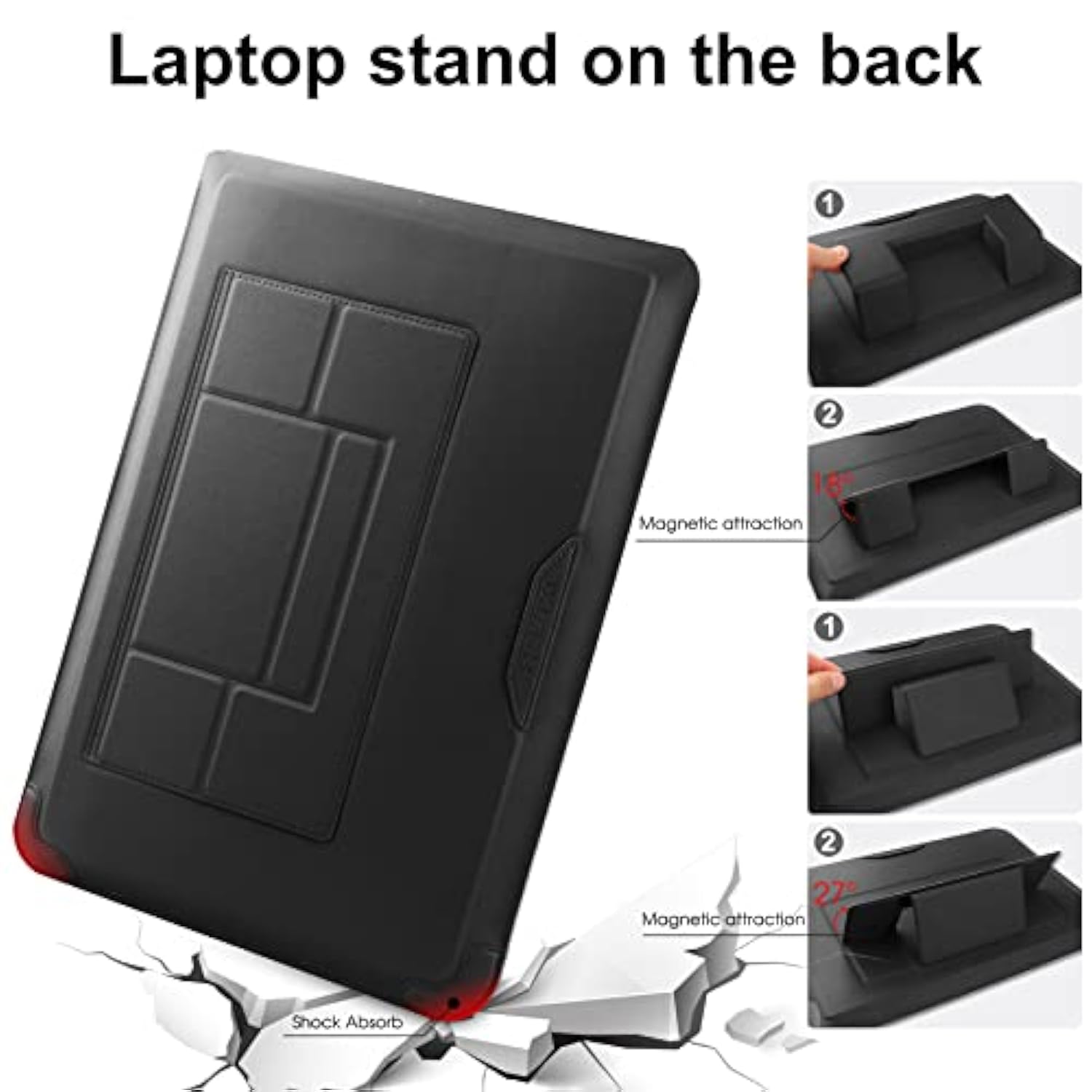 14 Inch Laptop Sleeve Case Leather Bag With Stand Compatible With Mac Pro 14 2021/Asus Vivobook 14/Hp Pavilion X360/Ideapad 14/Dell Hp Asus Acer Huawei Matebook 14'' Pc, Black