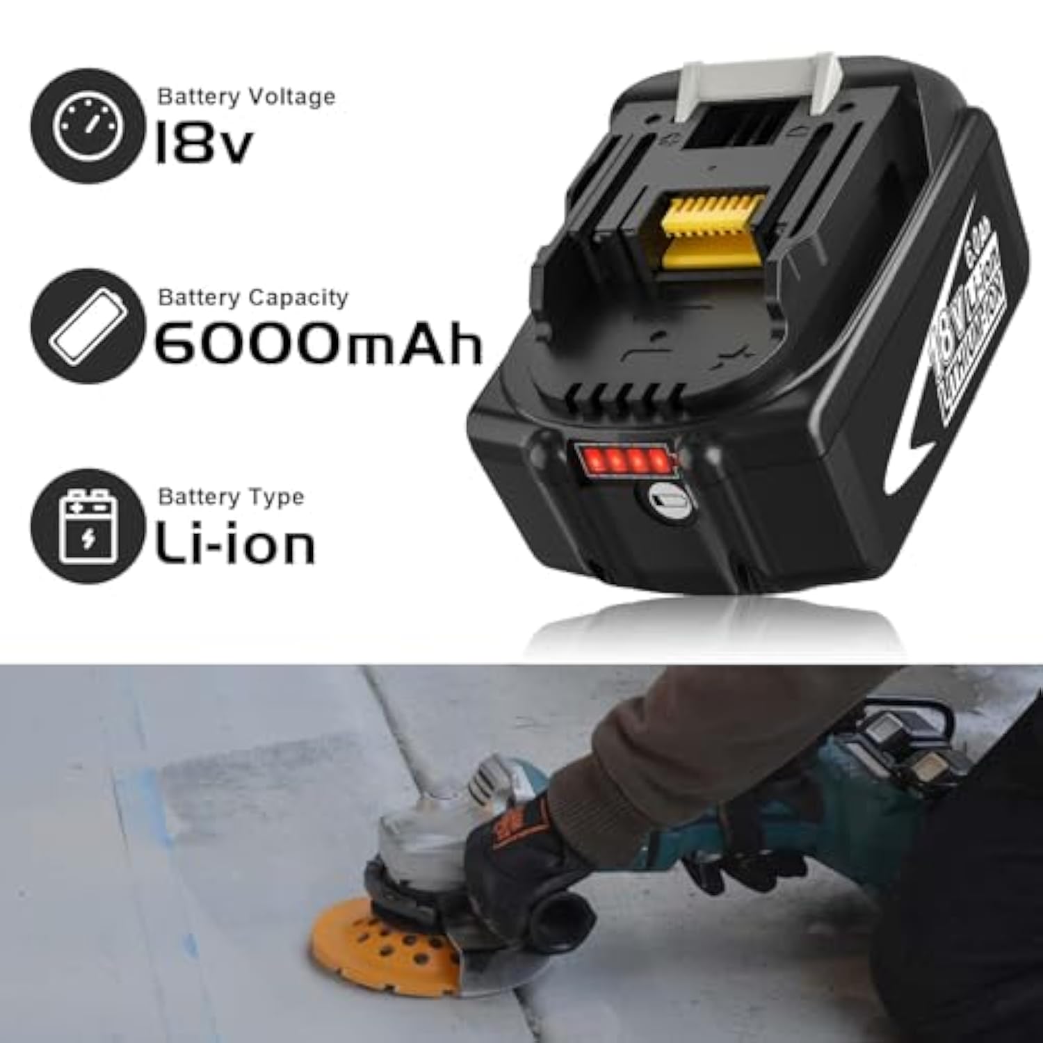 4Pack 6.0Ah 18V Replacement For 18V Battery Lithium Compatible With 18 Volt Battery Bl1860B Bl1860 Bl1850B Bl1850 Bl1840 Bl1830B Bl1830 Bl1815 Compatible With Battery 18V Cordless Power Tools (White)