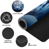 Large Gaming Mouse Pad 35.4''X15.7'' White Tiger Extended Non-Slip Soft Rubber Mousepad For Desktop Office Stitched Edges Waterproof Keyboard Mat For Desk Computer Laptop