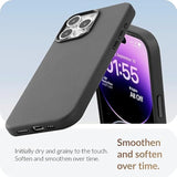 Classic - (For Iphone 15 Pro) - European Nappa Leather Phone Case - Smoothen And Soften Over Time - Compatible With Magsafe - Black