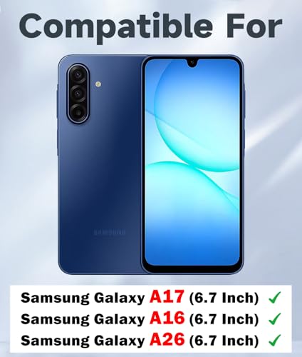for  Galaxy A16/ A17/ A26 Case with 2 Pack Screen Protector, Slide Camera Lens Cover, Kickstand & Lanyard Strap, Dual Layer Shockproof