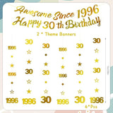 30Th Birthday Decorations Party Banner - 8 Pcs Gold Awesome Since 1996 Happy 30Th Birthday Banners Star Circle Dot Hanging Swirls Decor Gifts For 30 Year Old Thirty Men Women Supplies