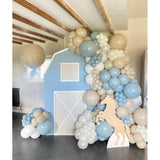Dusty Blue Balloon Garland Arch Kit With Dusty Blue, Sand White, White Balloons For Boy, Girl, Bear, Baby Shower, Birthday, Gender Reveal, Bridal, Wedding, Party Decorations