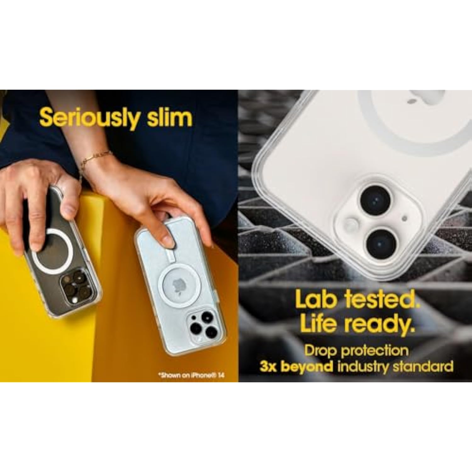 OtterBox iPhone 16e, iPhone 15, iPhone 14, and iPhone 13 (ONLY) Symmetry Series+ Case - Clear/Peachy Bloom, Snaps to MagSafe, Ultra-Sleek, Raised Edges Protect Camera & Screen - Non-Retail Packaging