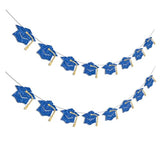 Graduation Decorations Class of 2026 Blue and Gold Graduation Banner Glitter Pre-strung Grad Cap Banner for 2026 Grad Decor Party Supplies