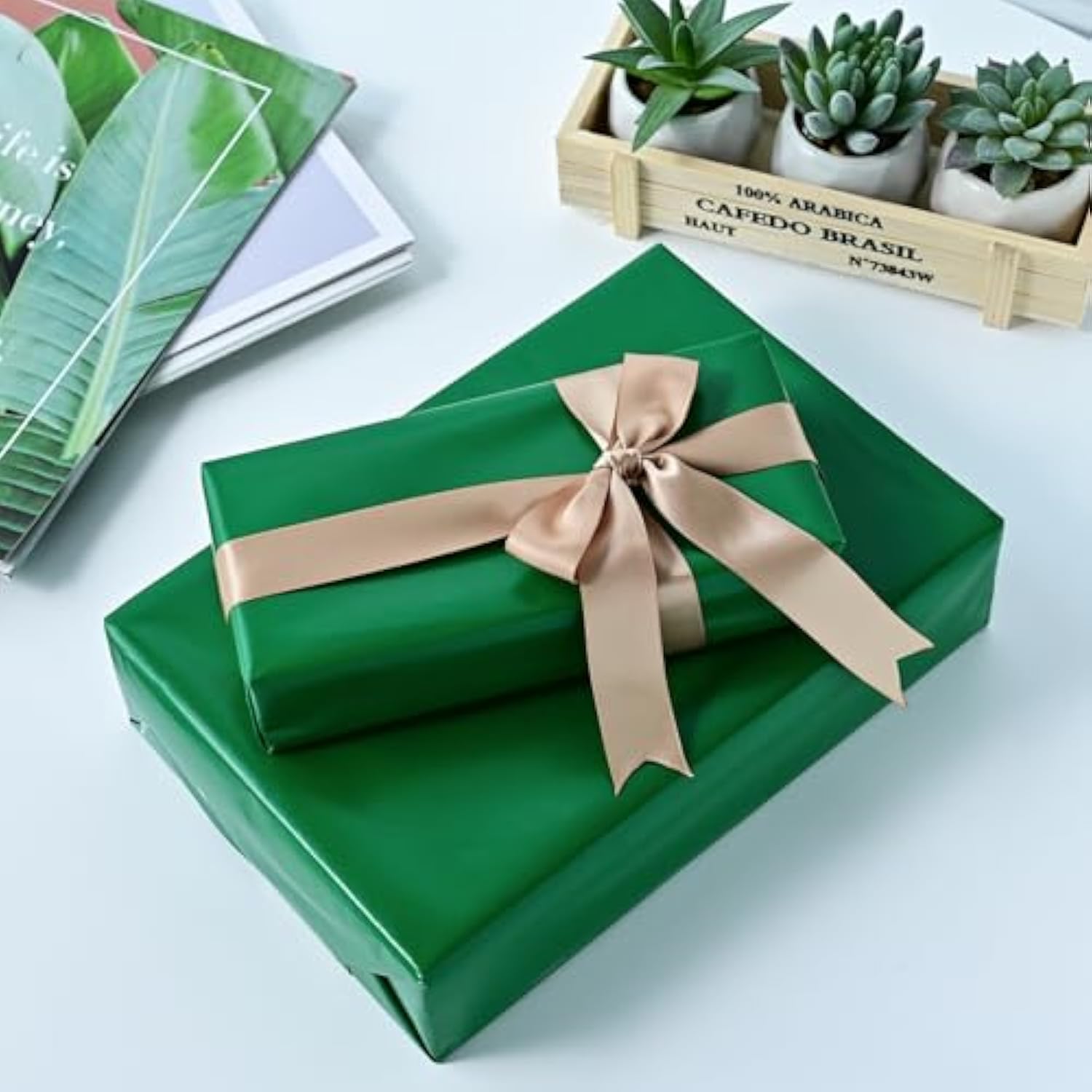 Gift Wrapping Paper, Dark Green Wrapping Paper Roll, Matte Metal Solid Color Wrapping Paper For Birthday Christmas Wedding Baby Shower Father'S Day Valentine'S Day, 17.3 Inch X 32.8 Feet