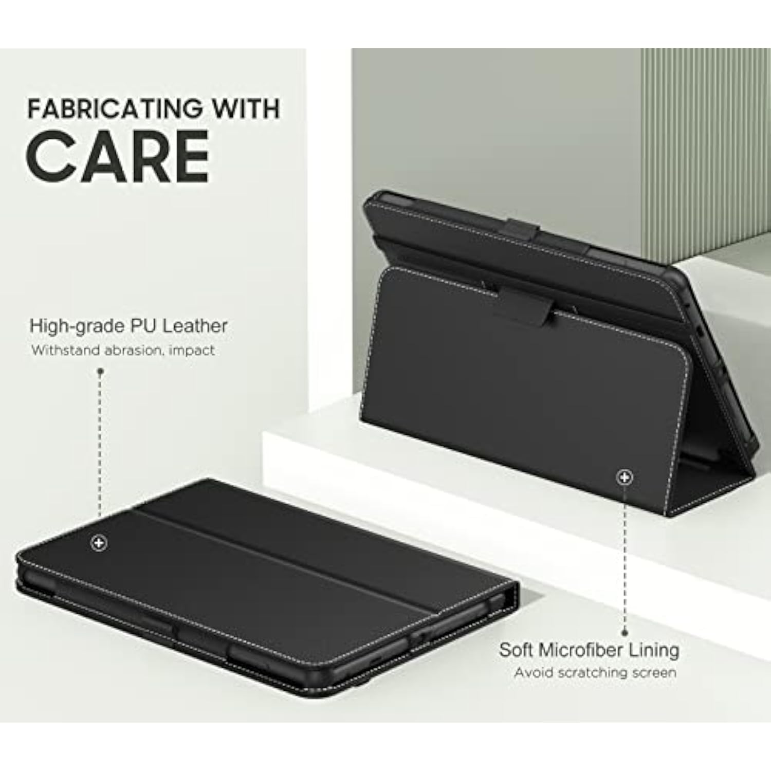 Moko Case Fits Amazon Kindle Fire Hd 8 & 8 Plus Tablet (12Th Generation/10Th Generation, 2024/2022/2020 Release) 8", Slim Folding Stand Cover With Auto Wake/Sleep, Black
