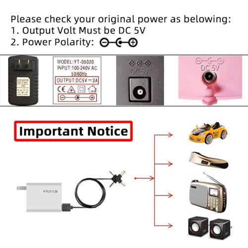 4-in-1 Power Plug USB 2.0 Type-A Male to DC 5V 5.5x2.1mm 4.0x1.7mm Mono 3.5mm 2.5mm Barrel Connector Charge Cable 150CM