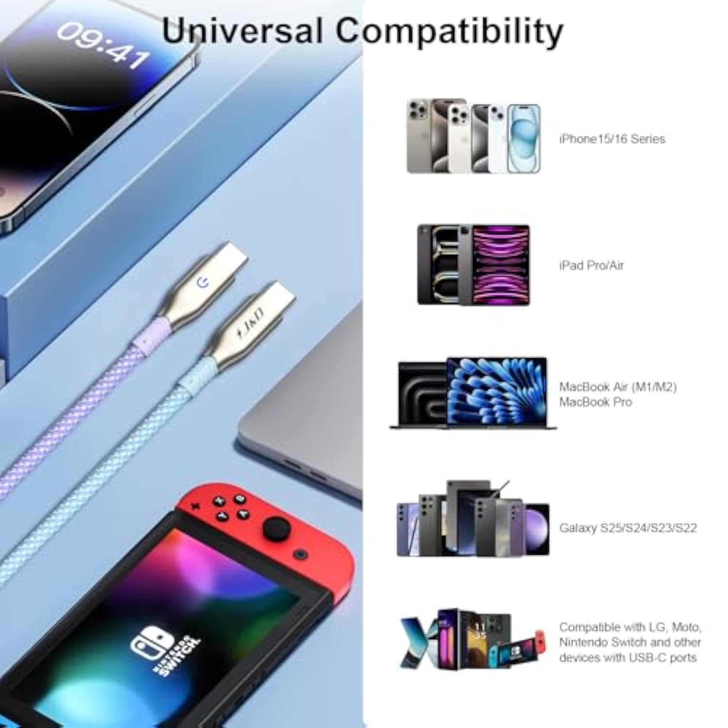 2-Pack 6Ft 60W Usb C To C Charger Cable, Usb 2.0 Fast Charging, Compatible With Iphone 16/15 Series, Samsung Galaxy S23, Ipad Pro 2021