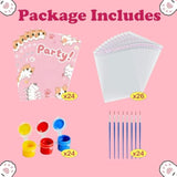 Cat Party Favors - 24 Pcs Cat Birthday Party Supplies - Cat Wooden Painting Kit For Kids With Cat Cards Cat Birthday Decorations Goodie Bags Gifts Prizes For Kids Girls Toddler