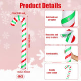 4Pcs Inflatable Candy Canes, 34.6 Inch Christmas Candy Canes Decorations Large Candy Cane Balloons Pool Floats For Indoo