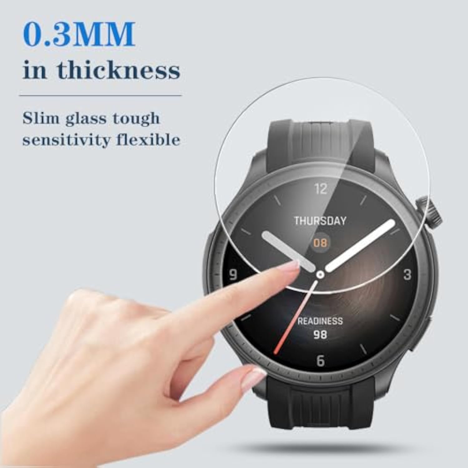 Watch Screen Protector (3+2 Pack) Compatible For Amazfit Balance Tempered Glass Film Anti-Scratch High Definition Full Coverage And Silicone Protective Case