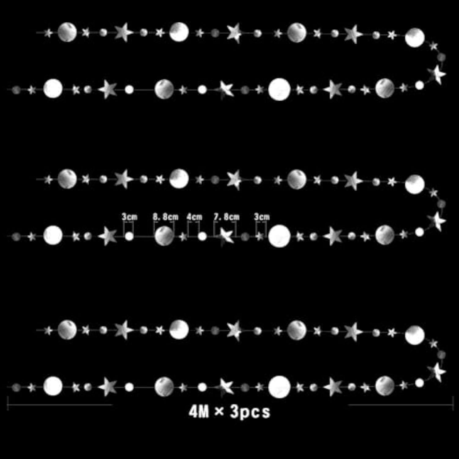 Silver Star Garland Decorations Twinkle Little Star Birthday Baby Shower Graduation Party Decor Christmas New Year Eve Banner Moon Stars Starry Night Ramadan Celestial Theme Backdrop