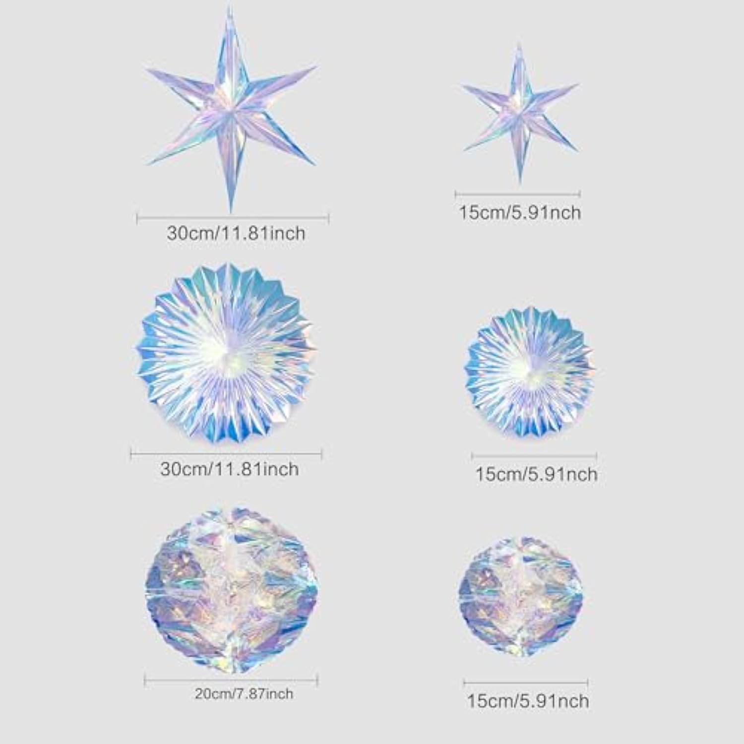 Iridescent Decorations With Hanging Honeycomb Ball Fan Snowflake Garlands Birthday Wedding Frozen Theme Children'S Party Supplies Christmas Disco Party