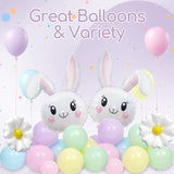 Easter Balloon Arch Garland Kit With Pastel Yellow Purple Green Blue Pink Rabbit Flower Balloons For Baby Shower Birthday Party Decorations