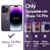 JETech Cute Case for iPhone 14 Pro 6.1-Inch, Wave Frame Curly Shape Shockproof Phone Cover for Women and Girls, Clear Hard PC Back (Deep Purple)