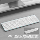 Wireless Keyboard, Ergonomic,Dustproof,2.4G Slim And Compact Quiet Wireless Keyboard With Number Keypad For Windows, Macbook Pro/Air, Laptop, Desktop, Pc-Sliver&White