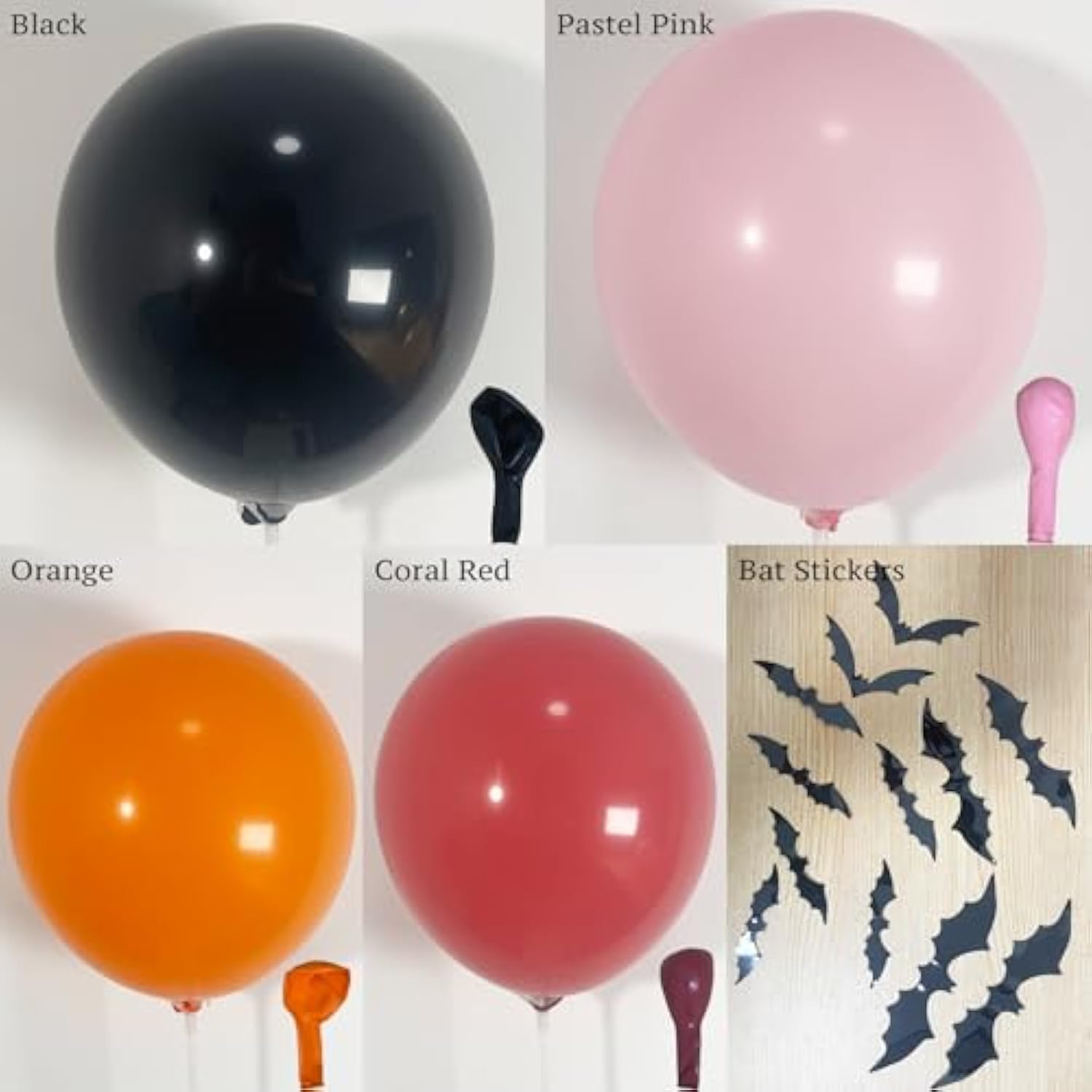 Halloween Balloon Arch Kit: Black, Pink, Orange Garland with Ghost & Bat Decor