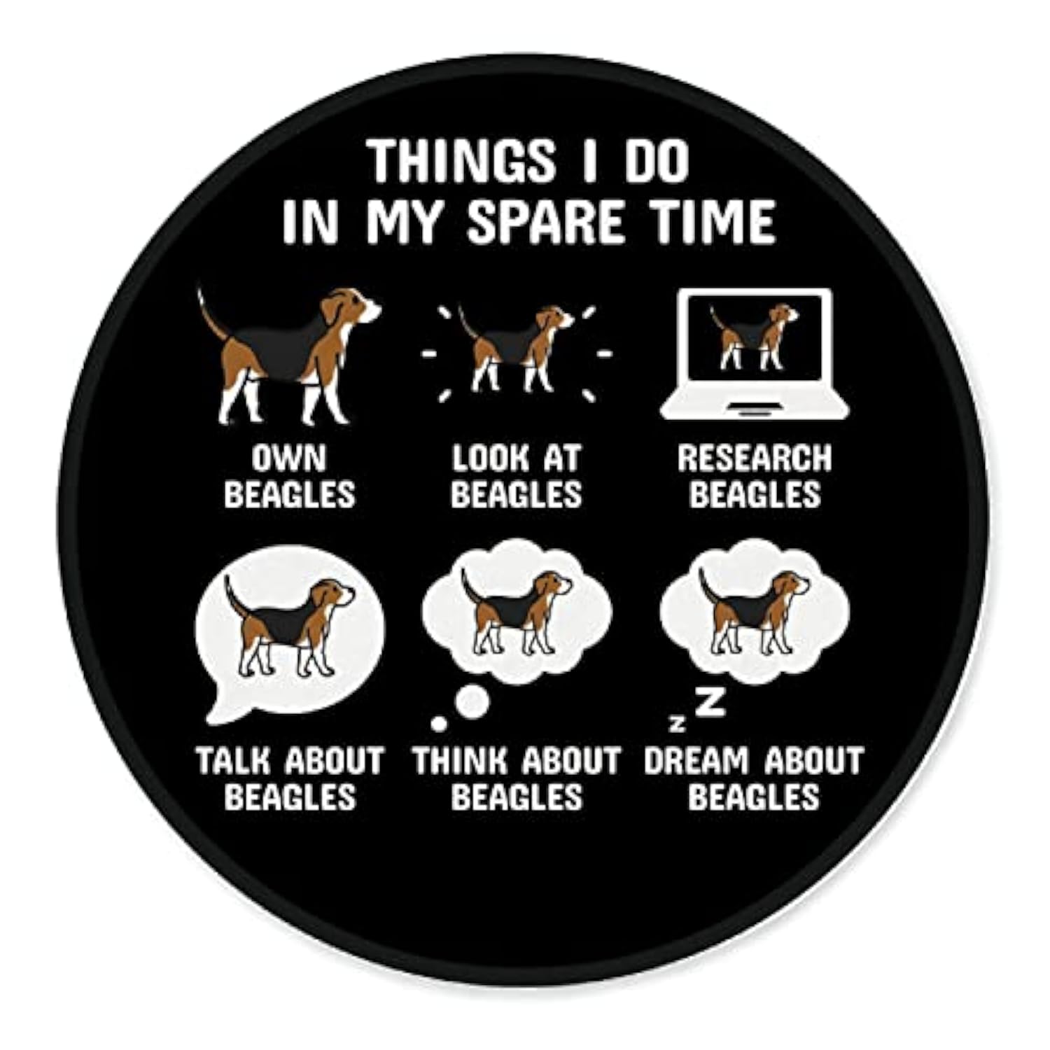 Things I Do In My Spare Time With A Beagle Mouse Pad 7.9 X 7.9 Inch,Funny Dog Non-Slip Rubber Base Mousepads For Home Office College Dorm Desk Decor,Gifts For Beagle Mon Dog Lovers Girls
