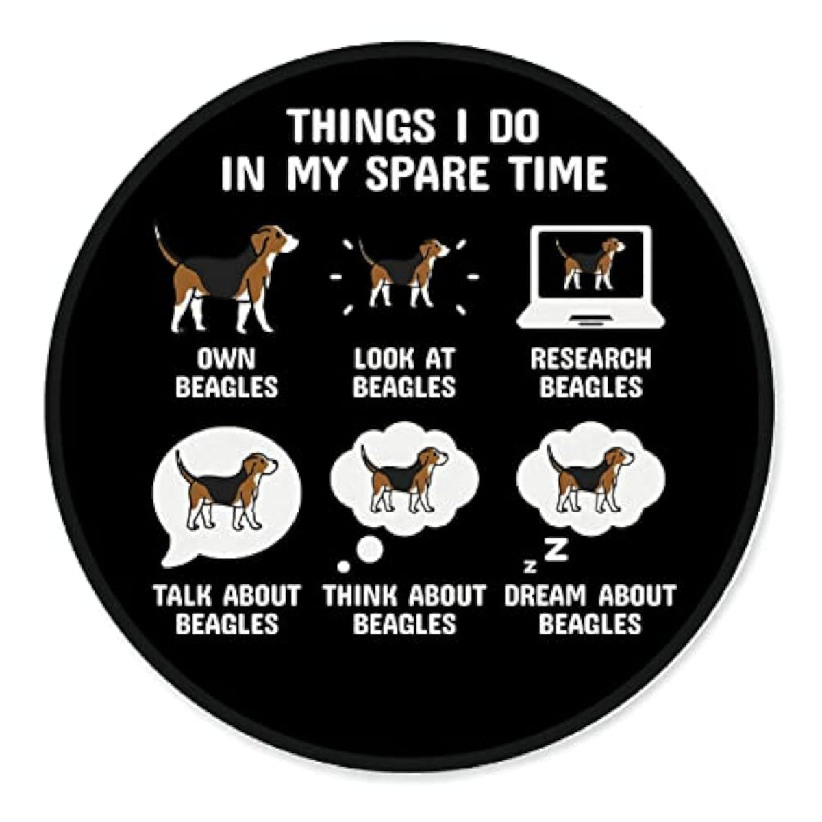 Things I Do In My Spare Time With A Beagle Mouse Pad 7.9 X 7.9 Inch,Funny Dog Non-Slip Rubber Base Mousepads For Home Office College Dorm Desk Decor,Gifts For Beagle Mon Dog Lovers Girls