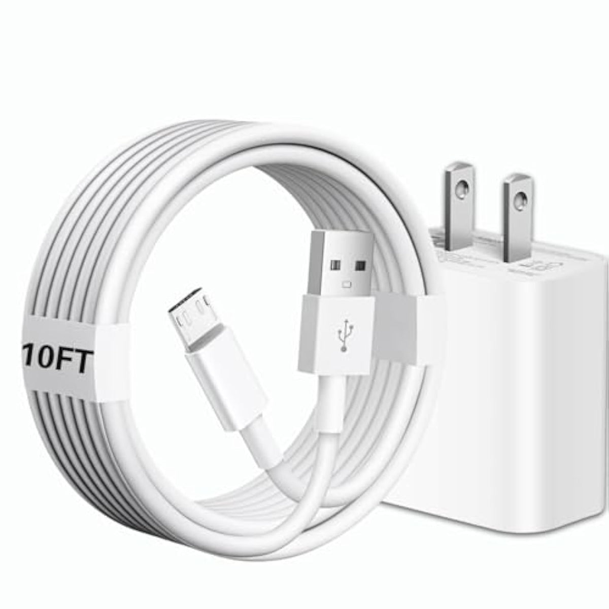 Usb A To Micro Usb Cable 10Ft Usb Charging Block 5V 2A Power Adapter Compatible Fo Samsung Galaxy Tab A, E, S, S2, 3, 4, 7.0" 8.0" 8.4" 9.6" 9.7" 10.1" 10.5" Lte Samsung Tablet Charger Micro Cord Port