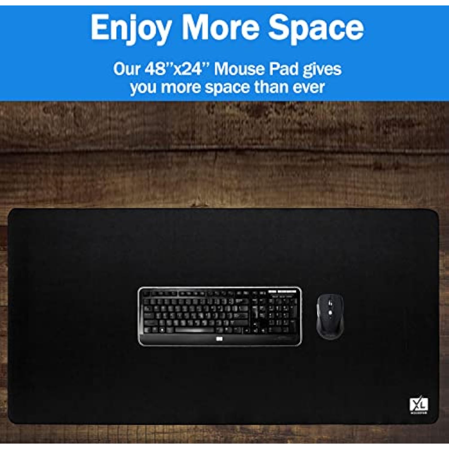 3Xl Huge Mouse Pads Oversized (48''X24'') - Extra Large Gaming Xxxl Mousepad For Full Desk - Super Thick Nonslip Rubber Base And Waterproof Desktop Keyboard Extended Mouse Mat (Black, Xxx-Large)