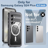 For Samsung Galaxy S24 Plus Case Waterproof, [Fit For Magsafe] [Ip68 Underwater] [12Ft Military Shockproof], Built-In Screen & Lens Protector, Full Body Protection For S24 Plus 6.7", Black