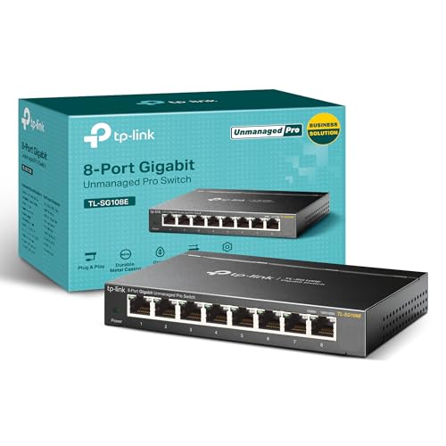 8 Port Gigabit Switch | Easy Smart Managed | Plug & Play | Desktop/Wall-Mount | Sturdy Metal W/ Shielded Ports | Support Qos, Vlan, Igmp And Lag (Tl-Sg108E)