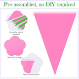 49.21 Ft 60 Pieces Party Pennant Banner Flags Decorations String Triangle Flags For Birthday Baby Shower Carnival Movie Witch Crown Party Supplies (Pink And Green)