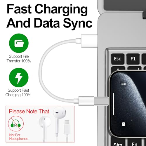 ?2*Lightning Female to USB C Male Charger Converter&?2*Type C Female to Lightning Male Adapter? for iPhone 15 Pro Max Plus/14 13 12,,iPad