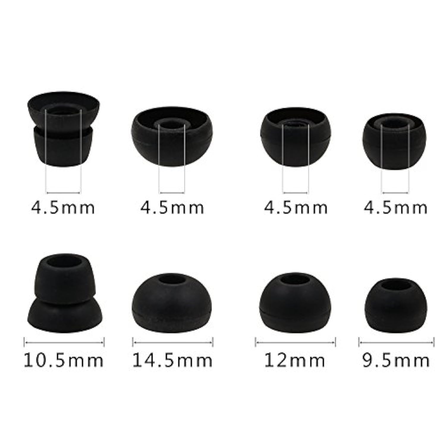 Eartips Earbuds Ear Tips Replacement For Powerbeats3 Powerbeats2, 4 Size 16Pcs 8 Pair (Black)