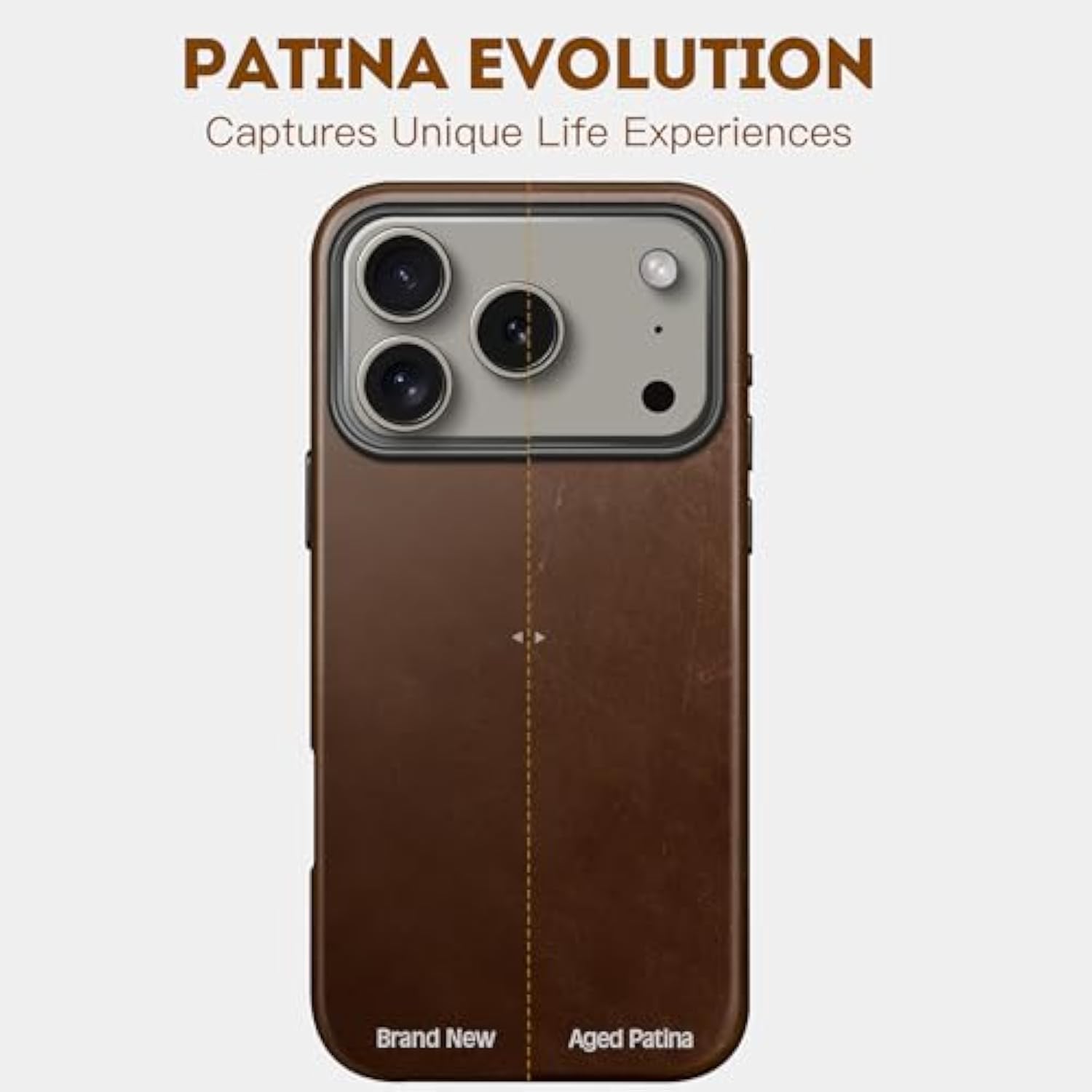 Genuine Leather Case For Iphone 17 Pro Max 6.9 Inch, Oil Wax Top-Grain Leather, Compatible With Magsafe, Metal Buttons And Camera Bezel (Rustic Brown)