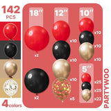 Red Black Balloon Arch Kit 142pcs Different Sizes 18 12 10 5 Inch