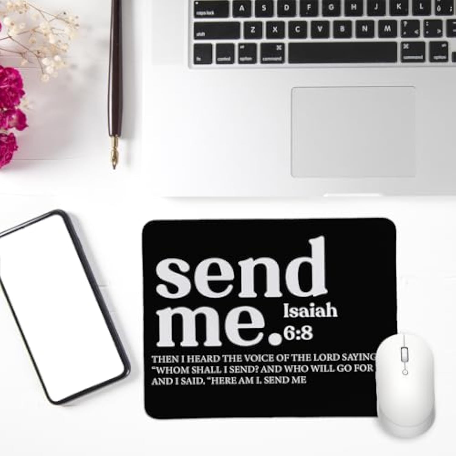 Christian Mouse Pad, Bible Verse Mouse Pads For Desk, Isaiah 6 8 Your 41 Is Coming, Scripture Non-Slip Rubber Base Mouse Pads For Wireless Mouse, Computers, Laptop, Office, 9.5X7.9 Inch