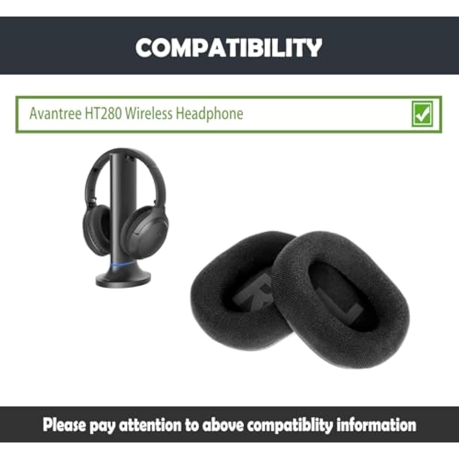 Soft Fabric Replacement Earpads Cushion For Ht280 Wireless Headphone