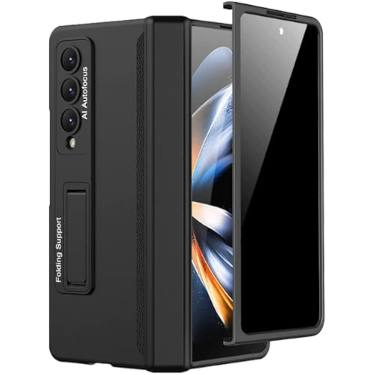 Miimall for Samsung Galaxy Z Fold 4 Case with Privacy Screen Protector, Built-in Convenient Adjustable Kickstand & Magnetic Hinge Protection All-Inclusive Protective Case for Galaxy Z Fold 4 5G(Black)