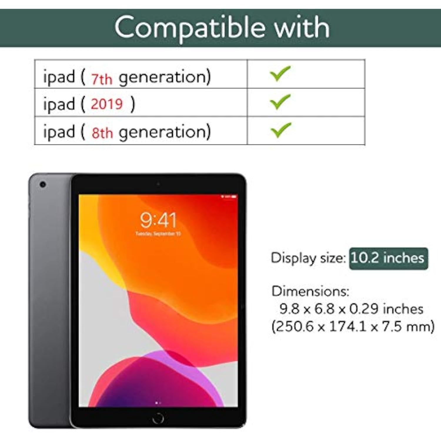 For Ipad 9Th/8Th/7Th Generation, Ipad 10.2 Case, [Built In Screen Protector] [