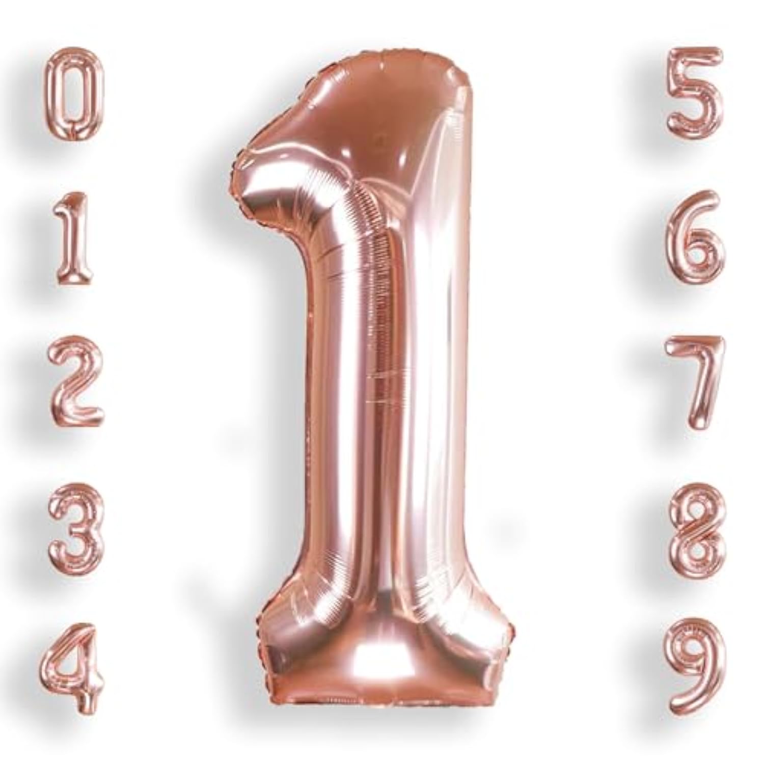 40 Inch Big Rose Gold 1 Balloon Number Large Foil Helium Number Balloons 0-9 Jumbo Giant Happy 1St Birthday Party Decorations For Boy Or Girl Huge Mylar Anniversary Party Supplies