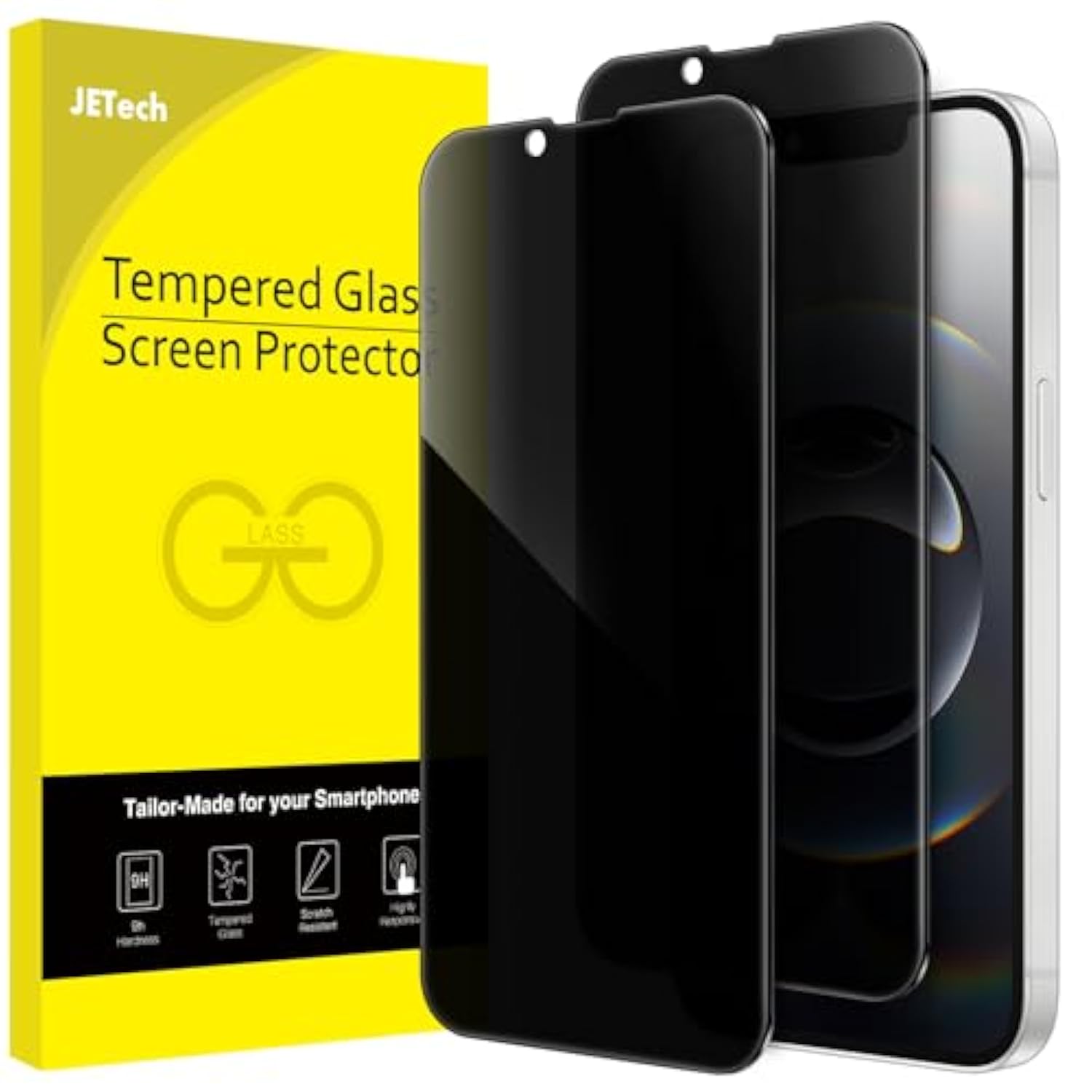 JETech Privacy Full Coverage Screen Protector for iPhone 16e 6.1-Inch 2025, Anti-Spy Tempered Glass Film, Edge to Edge Protection Case-Friendly, 2-Pack