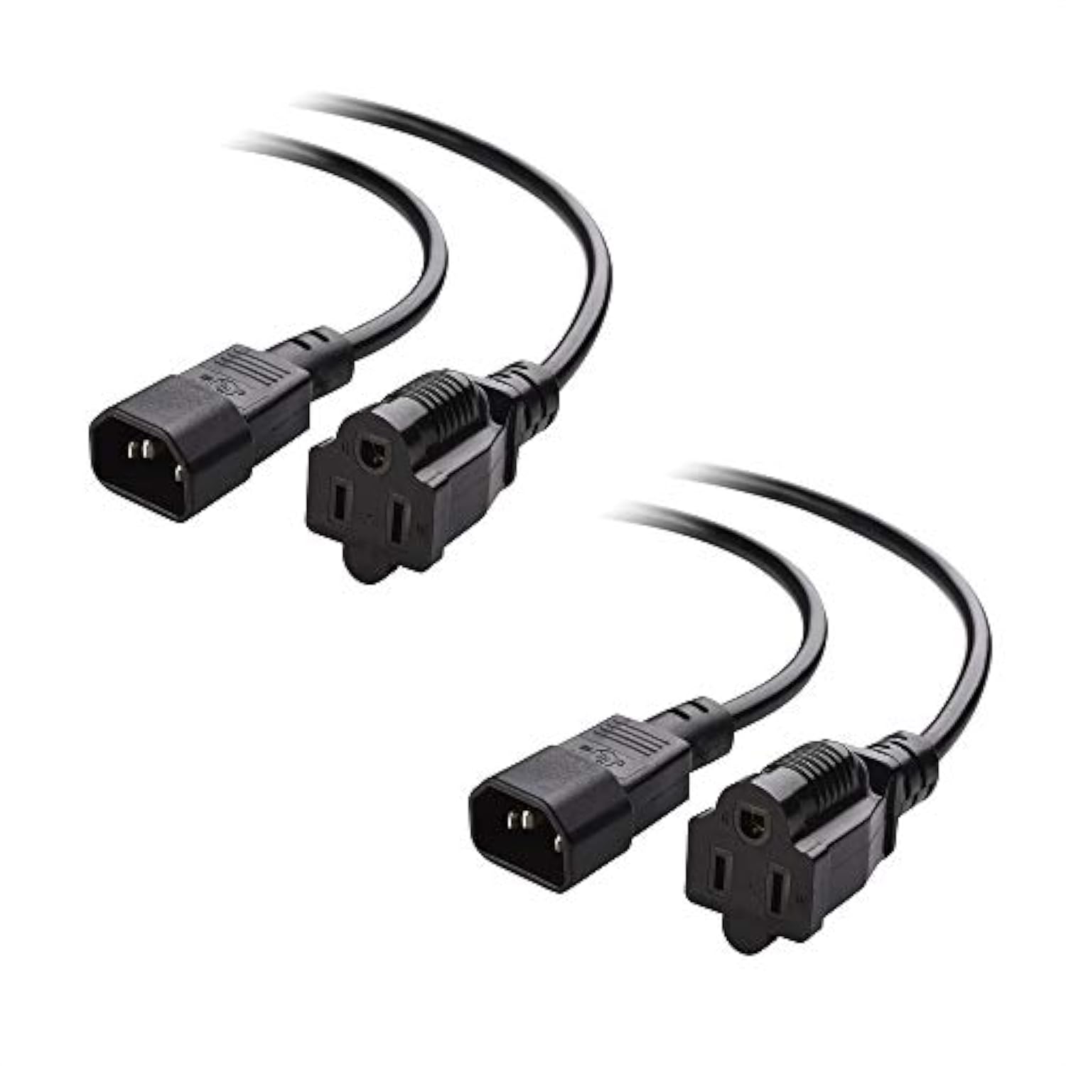 Cable Matters 2-Pack Computer Equipment to PDU Power Cord 3 ft, Power Cable (IEC C14 to NEMA 5-15R)