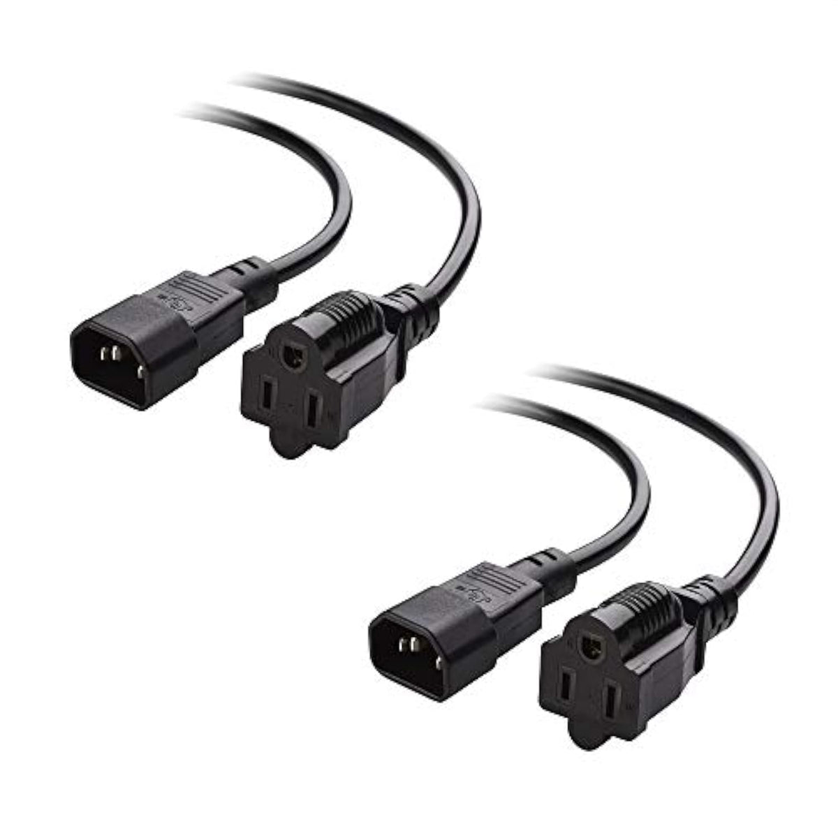 Cable Matters 2-Pack Computer Equipment to PDU Power Cord 3 ft, Power Cable (IEC C14 to NEMA 5-15R)