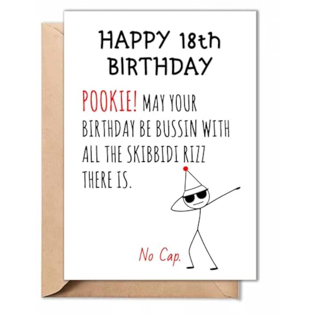 Funny 18Th Birthday Card For Teens, Boys, Girls – Fun 18 Year Old Birthday Gifts – Hilarious Gen Z Slang Meme Gift For Son, Daughter, Brother, Friends – 5X7Inch Folded Card With Envelope