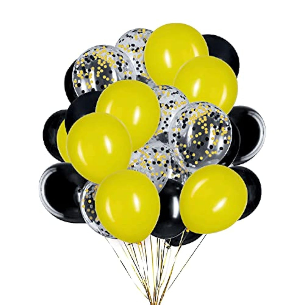 Yellow Black Balloons and Confetti Latex 12-Inch Party Decorations Pack of 50