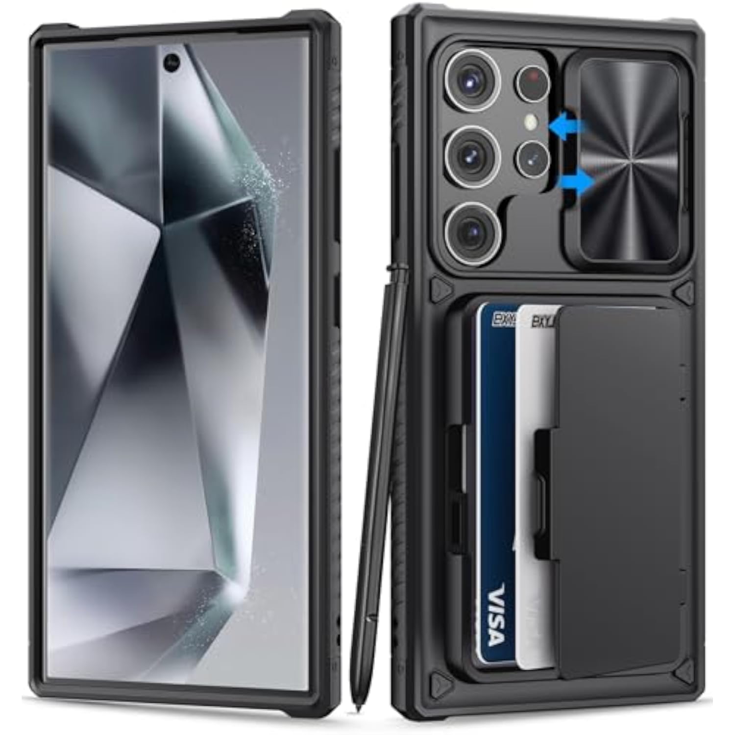 Samsung Galaxy S24 Ultra Premium Leather Wallet Case with Card Holder and Kickstand, Black
