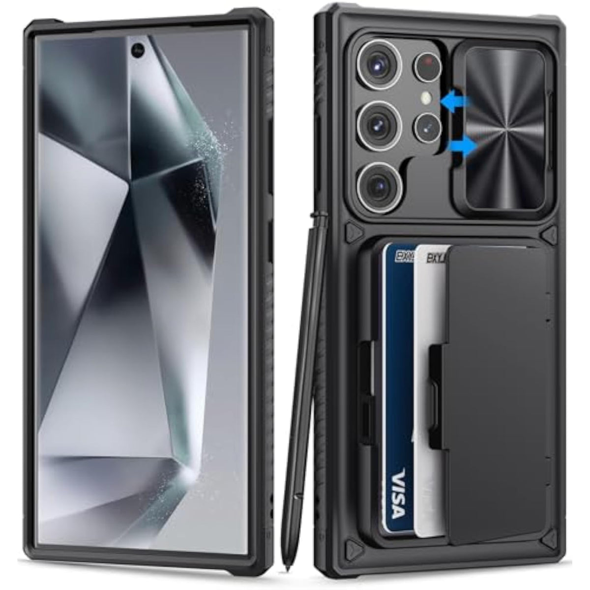 Samsung Galaxy S24 Ultra Premium Leather Wallet Case with Card Holder and Kickstand, Black
